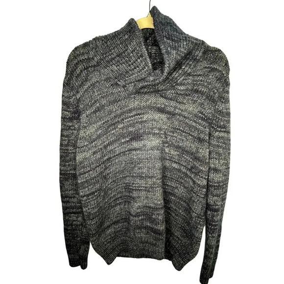 Express Wool Alpaca Blend Men's Sweater Size Large Blue Mock Neck Warm Cozy - Picture 1 of 7
